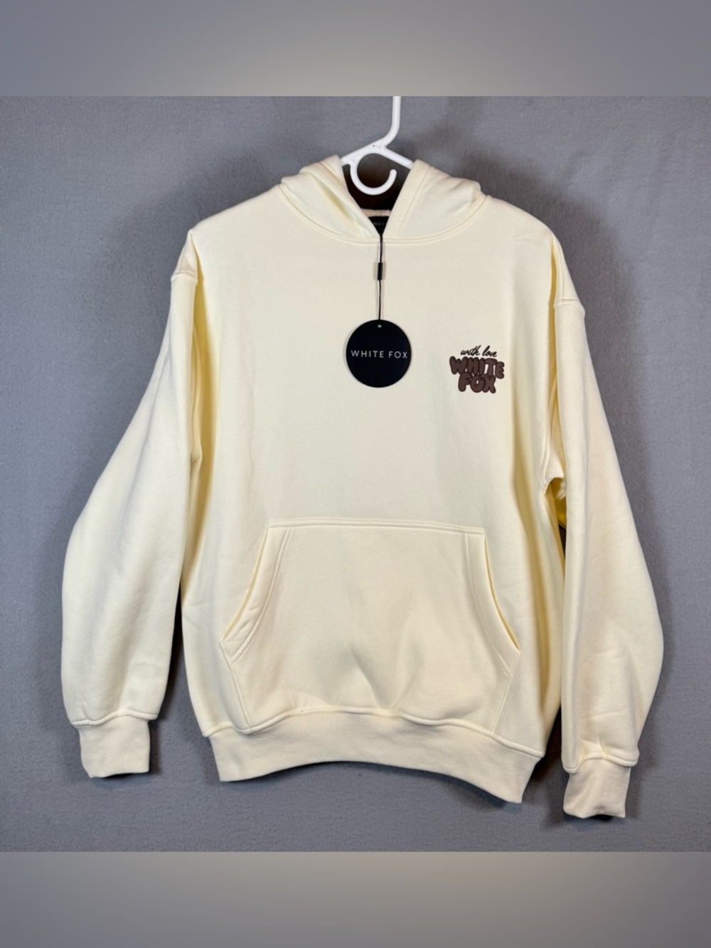 White Fox Cream Hoodie With Love Always, Oversized, XXS-XS, NWT Rare